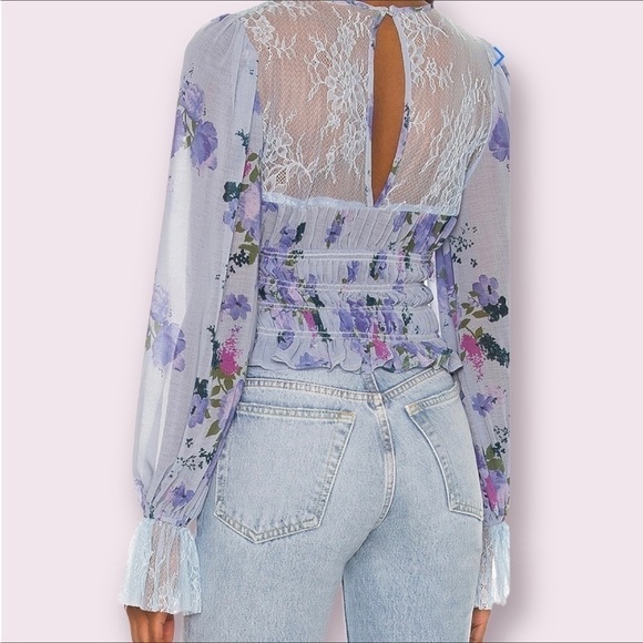 Free People Floral Lace Top - Purple and White - Picture 4 of 7